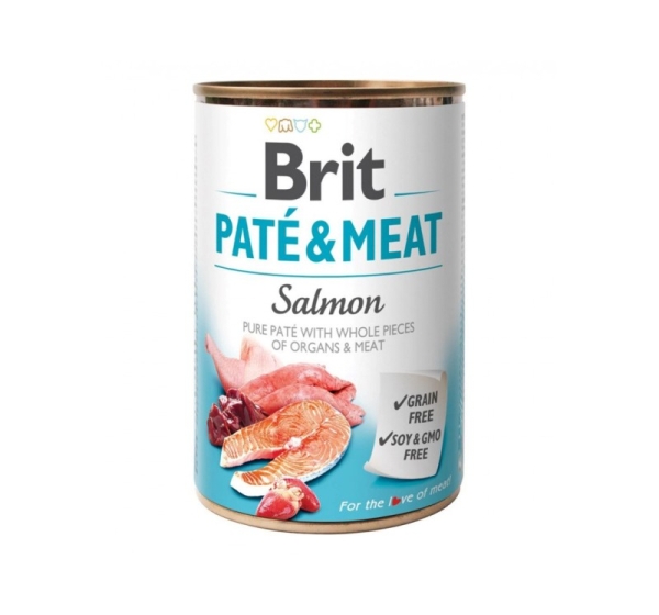 BRIT Paté & Meat with Salmon - wet dog food - 400g