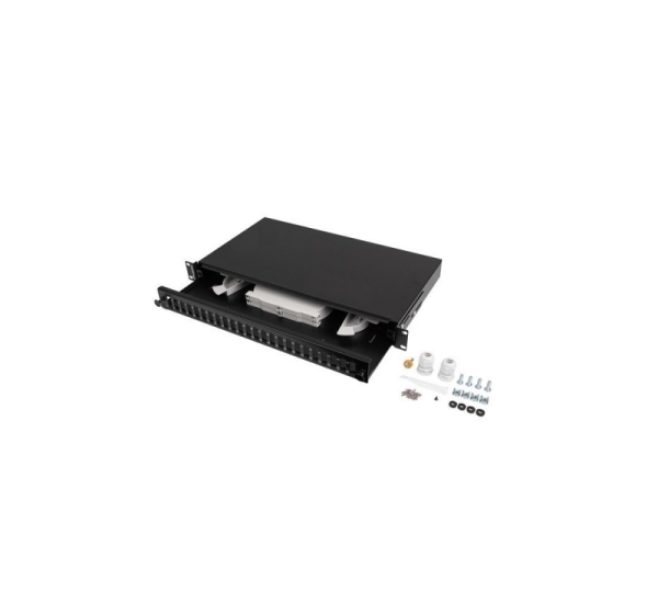 LANBERG 24XSC DUPLEX / 24XLC QUAD RACK 19" 1U FIBER OPTIC DISTRIBUTION FRAME BLACK + ACCESSORIES