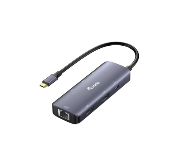 Equip USB-C 7-in-1 MST Multifunctional Adapter, Dual HDMI 4K/30Hz, Gigabit Ethernet, 100W USB-C PD, USB-C (5Gbps) x 1, USB-A (5Gbps) x 2