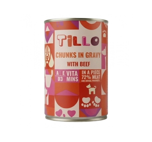 TILLO Chunks in gravy Beef - wet dog food - 415g