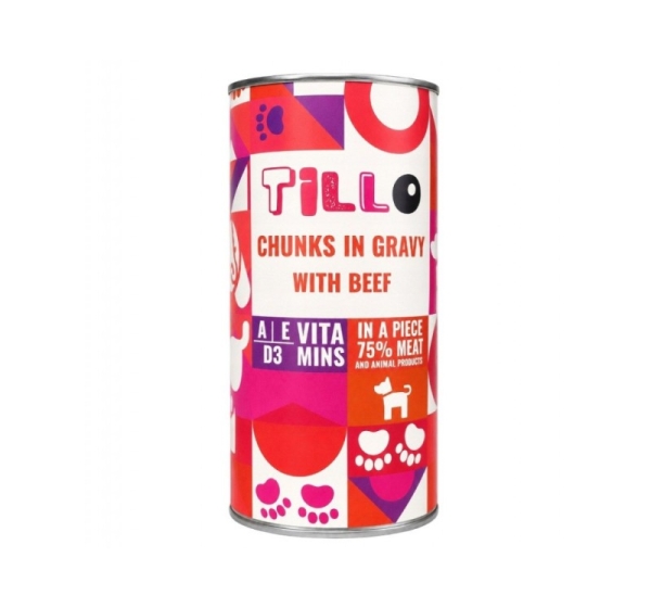 TILLO Chunks in gravy Beef - wet dog food - 1250g