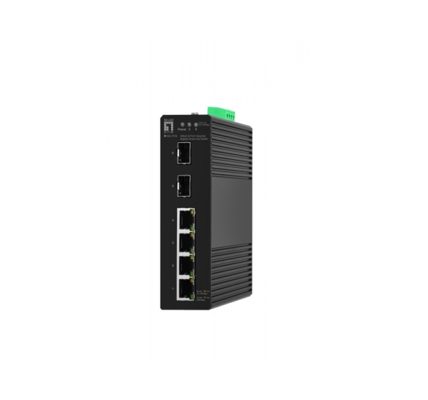 LevelOne Hilbert 6-Port Industrial Gigabit Smart Lite Switch, 4x RJ45, 2x SFP