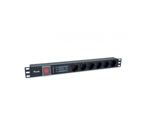 Equip 6-Outlet German Power Distribution Unit, with Surge Protection, Integrated line fitler