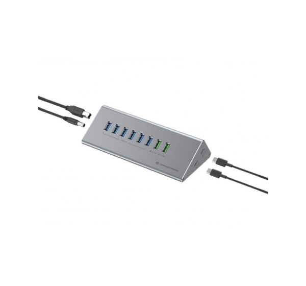 Conceptronic HUBBIES18G 10-in-1 60W USB 3.0 Hub Charger Combo, 2-in-1 USB-C USB-A Cable, USB 3.2 Gen 1