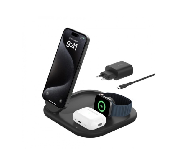 Belkin BoostCharge Headphones, Smartphone, Smartwatch Black USB Wireless charging Fast charging Indoor