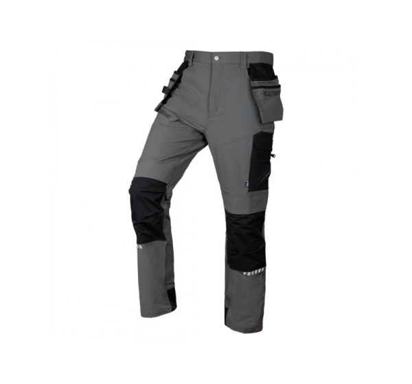 Spodnie robocze Mix&Match, 4 way stretch, z kaburami, Cordura, szaro-czarne, rozmiar XS