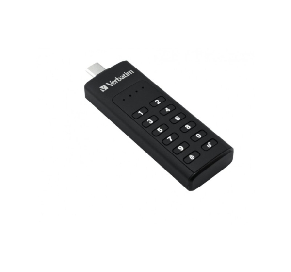 Verbatim Keypad Secure - USB-C Drive with Password Protection and AES-256 HW encryption to protect your data - 128 GB - Black