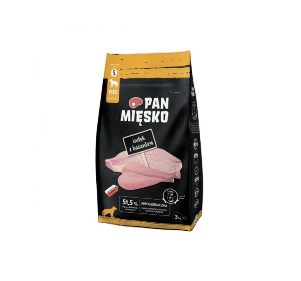 PAN MIĘSKO Turkey with pheasant S - dry dog food - 3kg