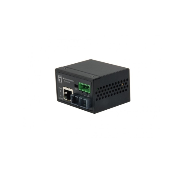 LevelOne RJ45 to SC Fast Ethernet Industrial Media Converter, Multi-Mode Fiber, 2km, -40°C to 75°C