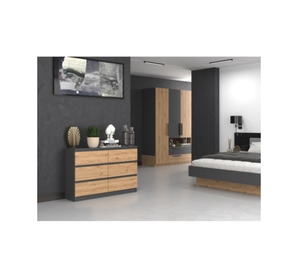 Topeshop M6 120 ANTRACYT/ART chest of drawers