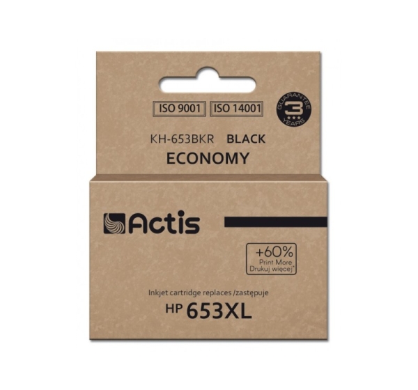 Actis KH-653BKR Ink Cartridge (replacement for HP 653XL 3YM75AE; Premium; 20ml; 575 pages; black)
