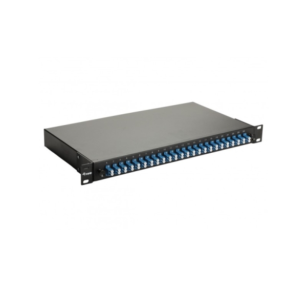 Equip 24-Port Fiber Optic Splice Box, LC Duplex, OS2, 1U, Equipped, Black