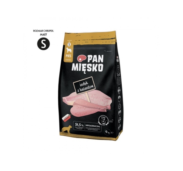 PAN MIĘSKO Turkey with Pheasant S - Dry Dog Food - 9 kg