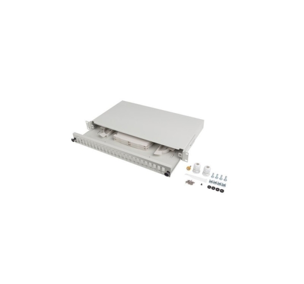 LANBERG 24XSC DUPLEX / 24XLC QUAD RACK 19" 1U FIBER OPTIC DISTRIBUTION FRAME GRAY + ACCESSORIES