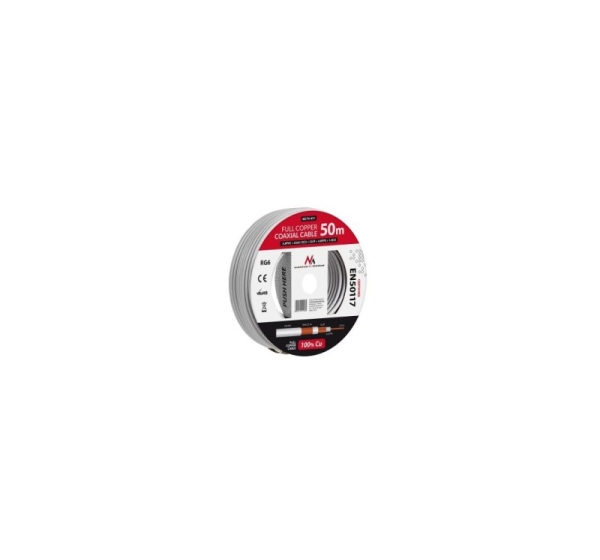 Maclean Coaxial Cable, Satellite Antenna Cable, RG6 1.02CU+4.8FPE+CU/P+32*0.12CU+6.8PVC, 50M, MCTV-471