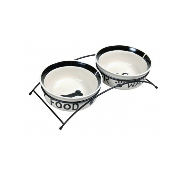 TRIXIE 24641 A set of ceramic bowls on a stand 0.6 l
