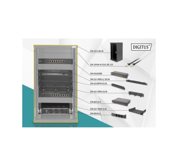 Digitus Network Set - 254 mm (10") - 12U, 312 x 300 mm (W xD)