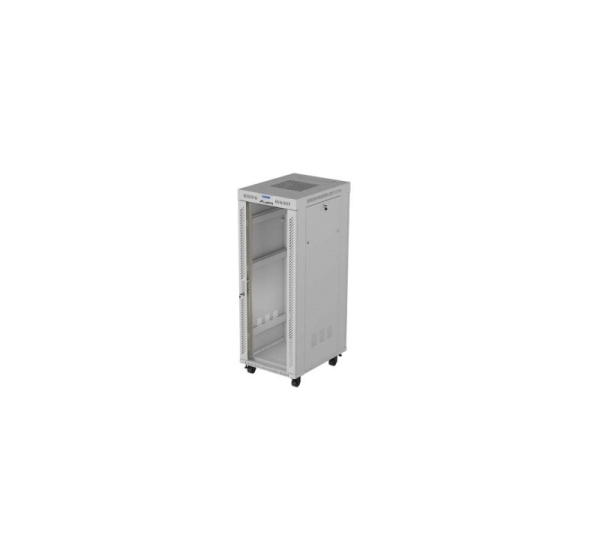Free-standing rack cabinet 19" 32U 600x800 grey glass door LCD Lanberg (flat pack) V2