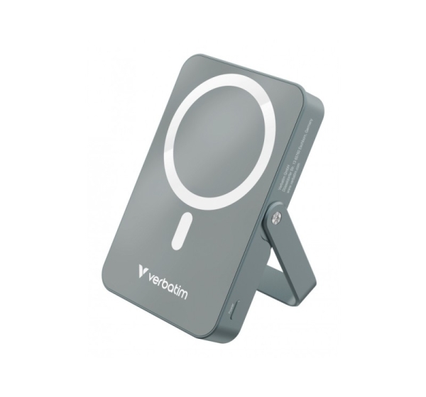 Verbatim Charge 'n' Go Magnetic Wireless Power Bank with stand - 10000 mAh Grey