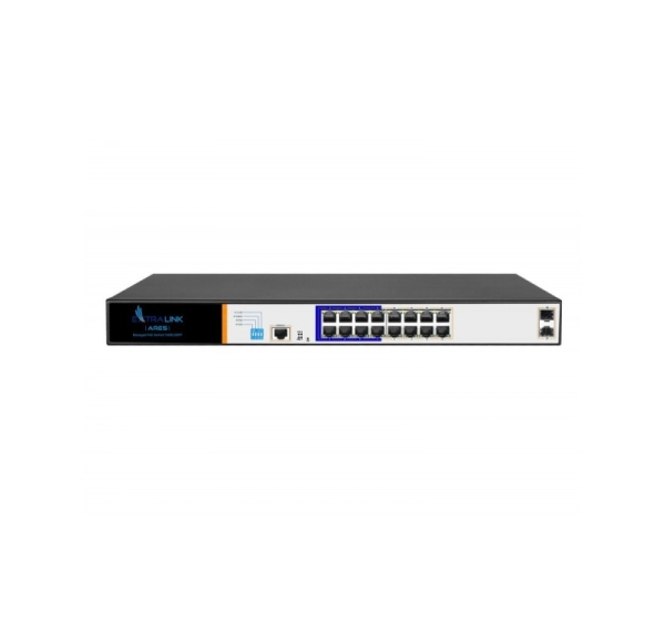 Extralink PoE Switch ARES 16x Gigabit PoE/PoE+, 2x SFP, 1x Console, 150W, Managed
