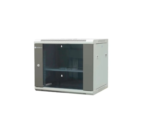 EMITERNET Separate hanging cabinet 19" 9U, sheet metal/glass doors, 600×450×500mm width/depth/height EM/AP6409