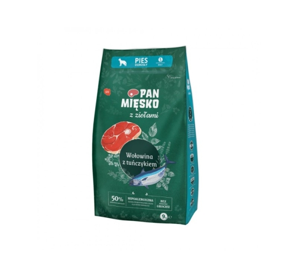PAN MĘSKO with Herbs Beef with tuna S - dry dog food - 9kg