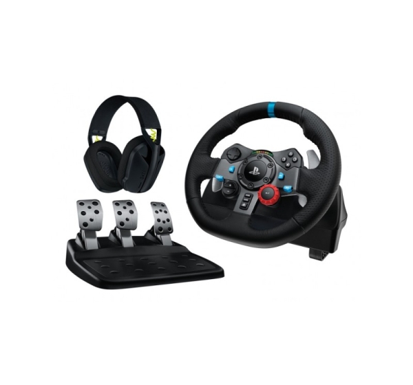 Logitech G 991-000539 Gaming Controller Aluminium, Black USB Steering wheel + pedals + headset PC, PlayStation 4, PlayStation 5, Playstation 3