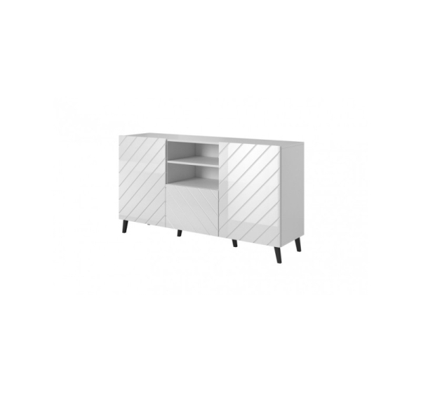 ABETO chest of drawers 150x42x82 white glossy