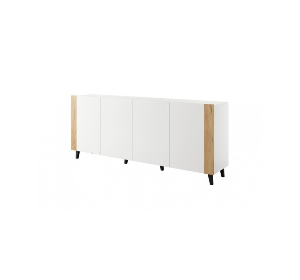 FARO chest of drawers 200x42x82 white matt + oak craft
