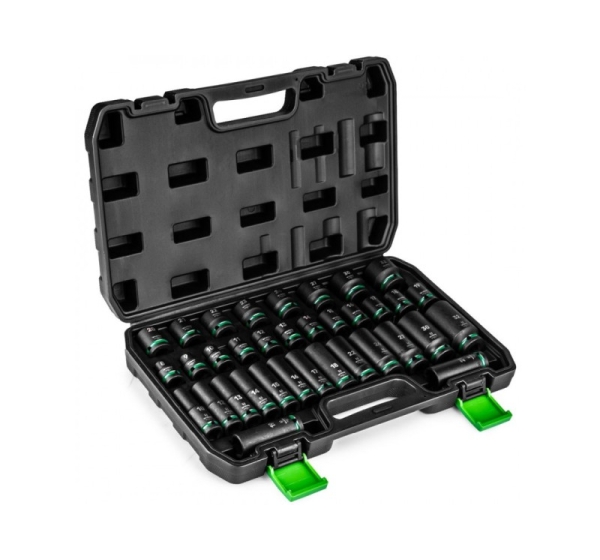 Set of long impact sockets 35 pieces 1/2" hexagonal WUBER