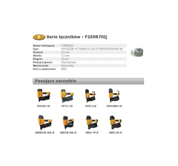 BOSTITCH GWOŹDZIE F 2,50-70 R Q 9m ...
