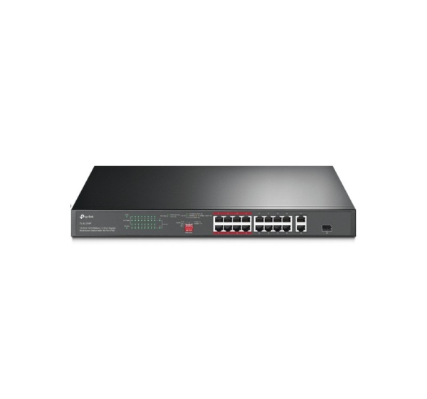 TP-Link 16-Port 10/100 Mbps + 2-Port Gigabit Rackmount PoE Switch with 16-Port PoE+