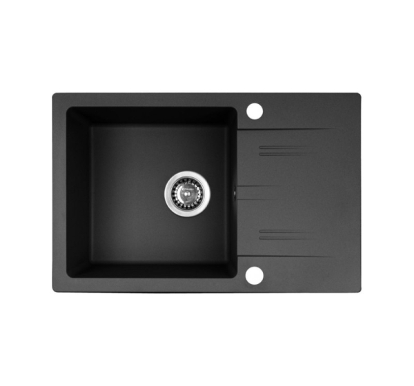 PYRAMIS LEFKADA sink (68x44) 1B 1D black + Flessi Black Edition tap - 070 260 611F