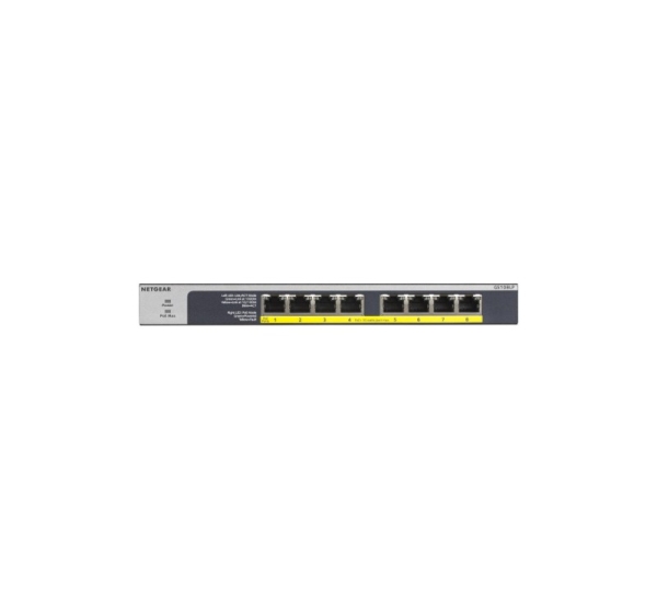 NETGEAR GS108LP Unmanaged Gigabit Ethernet (10/100/1000) Power over Ethernet (PoE) 1U Black, Grey