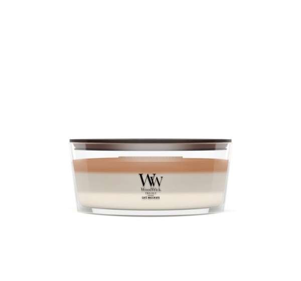WoodWick Café Macchiato wax candle Ellipse Coffee White, Brown 1 pc(s)