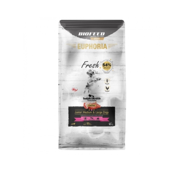 EUPHORIA Fresh Junior Medium & Large dogs Turkey with rabbit - dry dog food - 12kg
