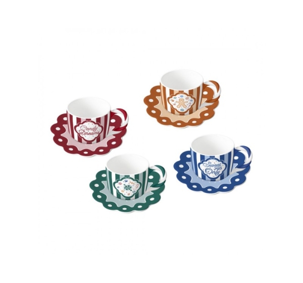 Set of 4 cups and saucers BIALETTI Candyland 4 units x 80 ml (NCANDY003)