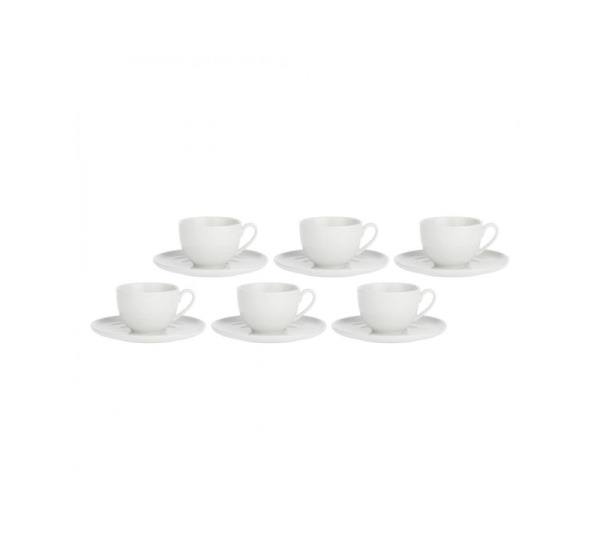 Set of 6 Corte Saucer Tea Cups - White, 200 ml