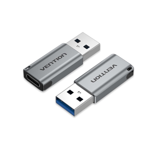 Vention USB 3.0 Male to USB-C Female Adapter Gray Aluminum Alloy Type