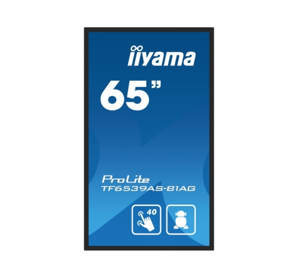 iiyama TF6539AS-B1AG Signage Display Kiosk design 163.8 cm (64.5") LED 435 cd/m² 4K Ultra HD Black Touchscreen Built-in processor Android 11 24/7