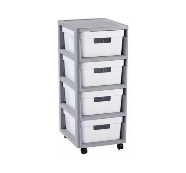 Curver Infinity 4 x 10 L à roulettes avec Quatre tiroirs à roulettes Chariot d'appoint